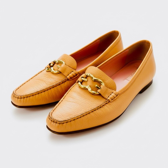 Vintage Escada Leather Penny Loafers Size 9/40 Peachy Tan Made In Italy - Picture 2 of 9
